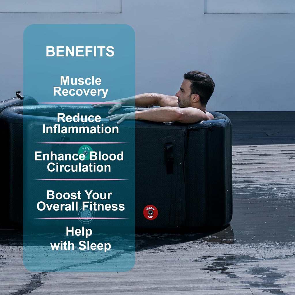Oval Ice Bath Tub for Athletes - Portable Cold Immersion Tub with Insulated Lid, Suitable for Indoor & Outdoor Use