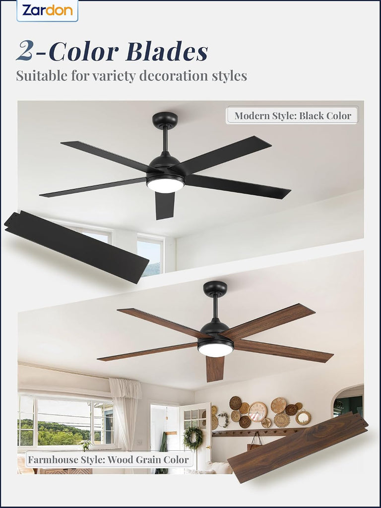 60" Ceiling Fan with LED Light and Remote - Black