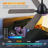 Ceiling Fans with Lights, 52 Inch Low Profile Ceiling Fan with Light and Remote Control,Reversible, RGB_3CCT, Dimmable, Quiet, Black Ceiling Fan for Bedroom Indoor/Outdoor Use A101-B0DTDB527S
