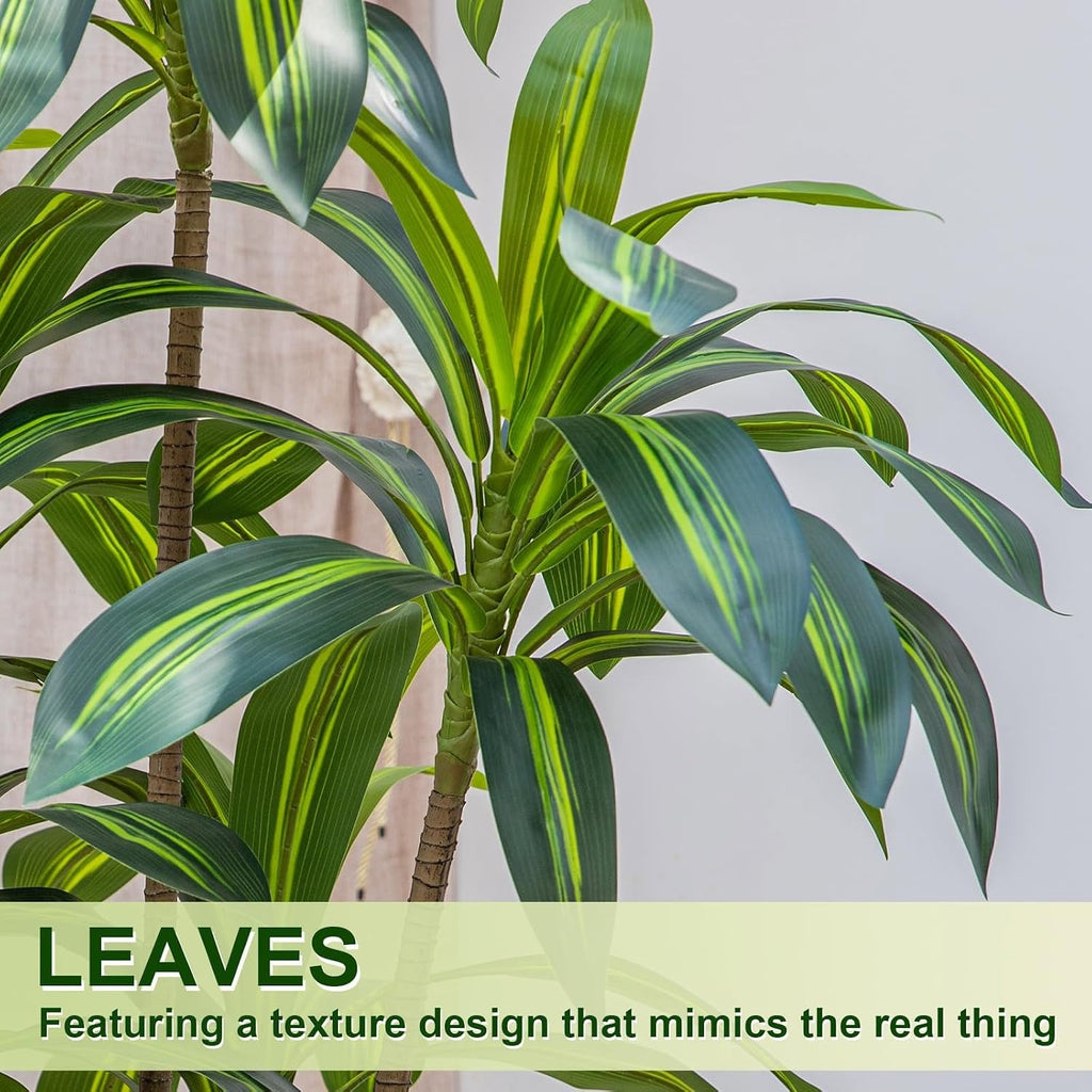 Artificial Dracaena Tree 6FT Tall, Faux Dracaena Tree Indoor, Fake Yucca Plant Potted, Tropical Floor Plant with