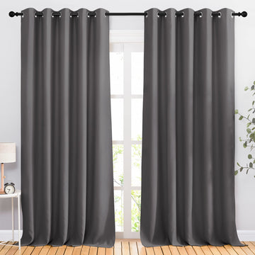 Blackout Curtains Panels - 3 Pass Microfiber Noise Reducing Thermal Insulated Solid Ring Top Blackout Window Drapes