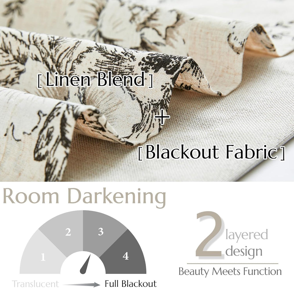 Polyester Blend Valance Curtain Farmhouse Window Decor Floral Print for Kitchen Living Room Double Layer Light