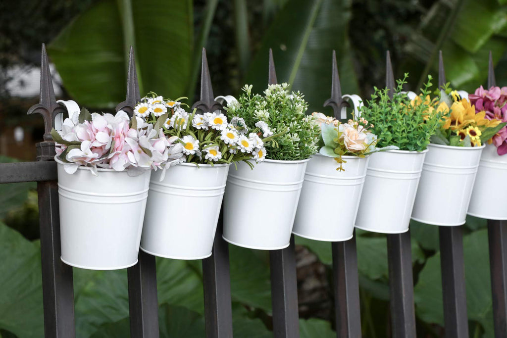 5 Inches Small Metal Hanging Flower Pots 10 Pcs Railing Planter Box