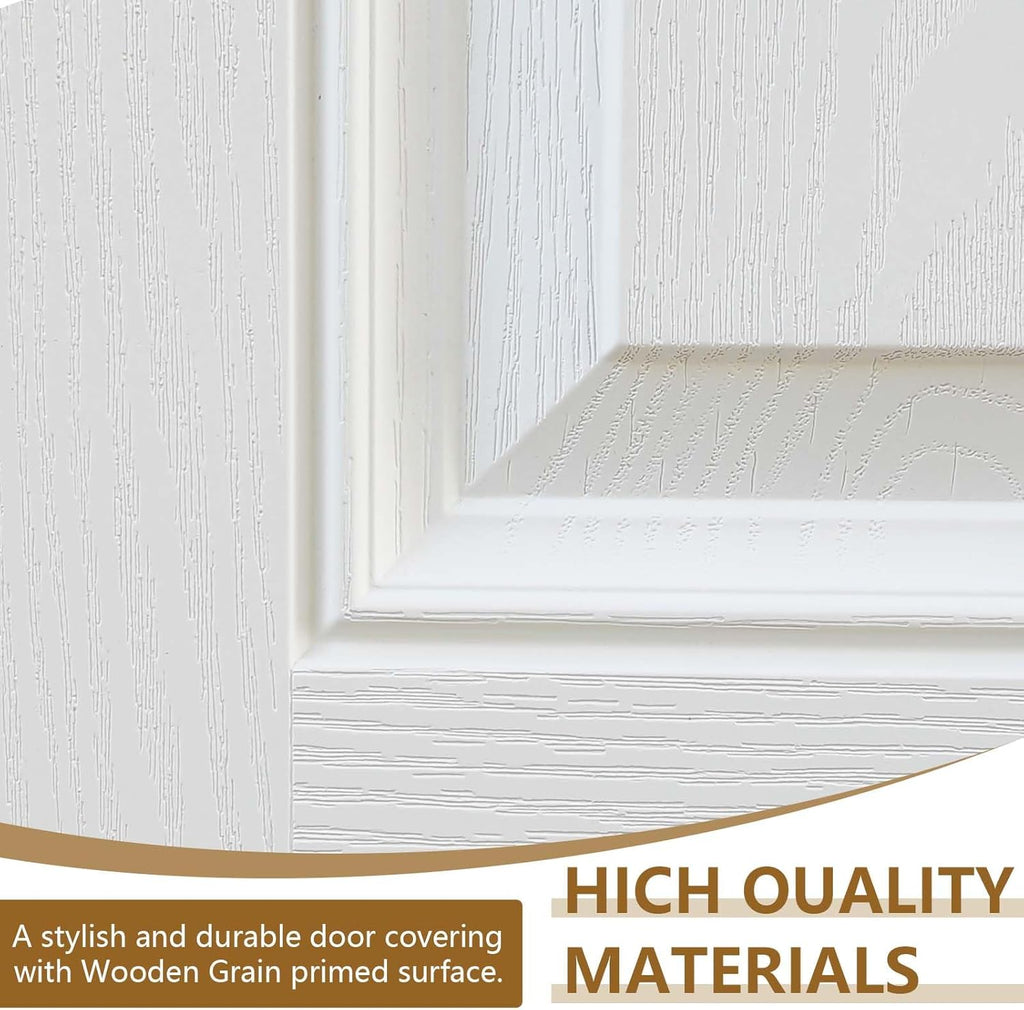 36 X 80 Exterior Door with Glass, Modern Front Door for House Exterior, Entry Doors for Home, Primed Fiberglass, Left