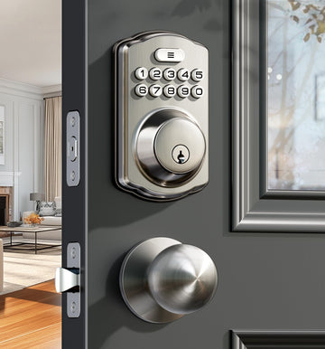 Keyless Entry Deadbolt Door Lock with Knobs, Satin Nickel
