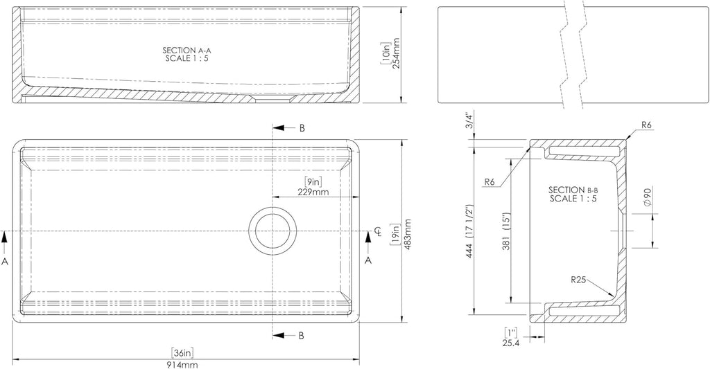 White Kitchen Sink 36 inch Single Bowl Apron Front Farmhouse Sink with Ledge, Grid and Cutting Board, Fireclay