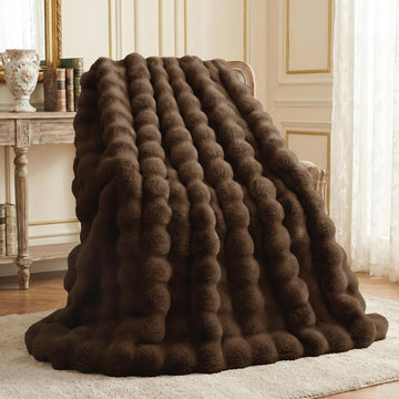 Faux Rabbit Fur Blanket: 50" x 60" Luxury Soft Fluffy Thick Fur Throw Blanket