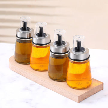 180ml/6 oz Airtight Olive Oil Dispenser Bottle,Oil and Vinegar Cruet Set and BBQ, Oil Decanter for Cooking - Set of 4