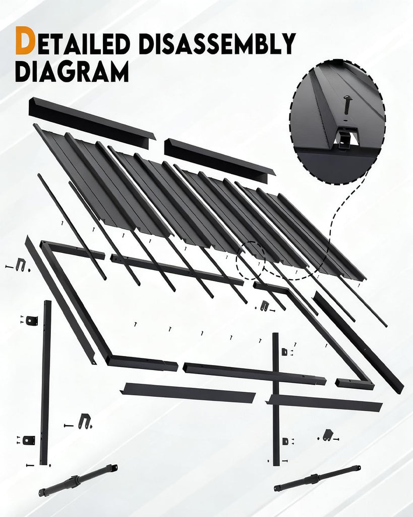 Metal Awning for Door Entrance, 54x24 Inches Adjustable Angle Window Awnings , Sunsetter Shade Canopy Outdoor