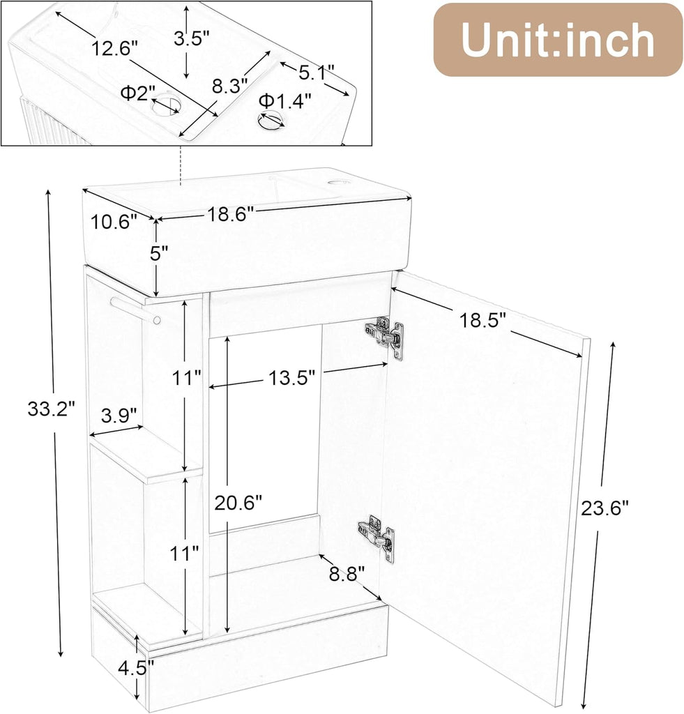 Harper & Bright Designs 18.6" Bathroom Vanity with Sink