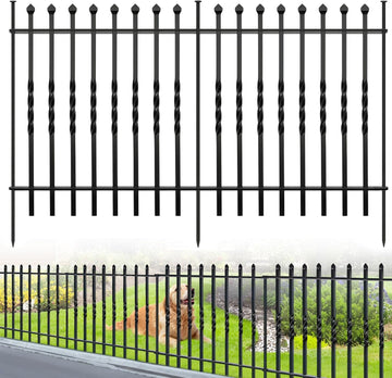10 Panels Decorative Garden Fence, 32in(H)×24Ft(L) Heavy Duty Twist Outdoor Dog Fence Rustproof Metal Square Tube No