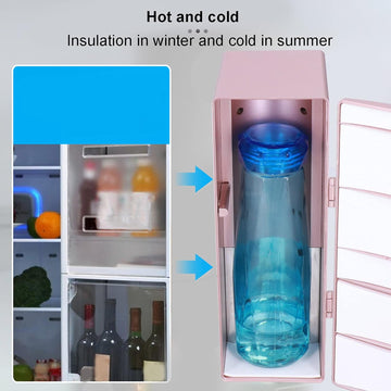 Portable Cooler & Warmer Mini Fridge - 4.7x3.3x9.8" Rose Gold Thermoelectric Mini Fridge for Skincare, Cosmetics