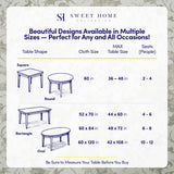 Rectangle Tablecloth 60" x 102" 100% Waterproof Fabric - Wipe-Clean, Tear-Proof Decorative Table Cov