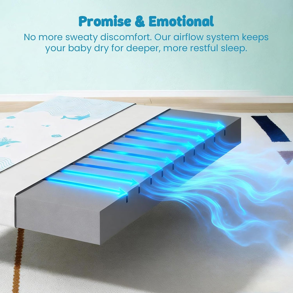 Breathable Crib & Toddler Mattress: Soft Cribs mattresses for Waterproof - 52" x 27.6" x 5" - Tencel Toddler Bed