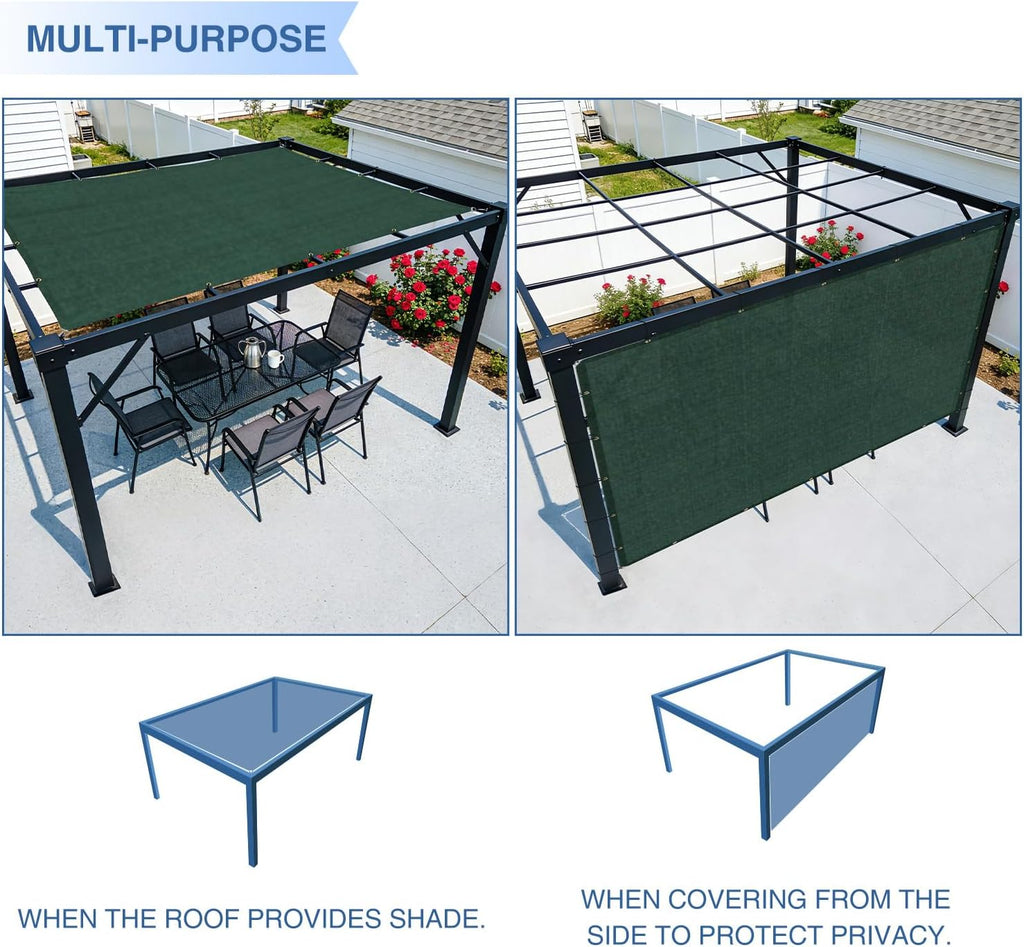 10' x 14' Sun Shade Sail Straight Edge Rectangle Canopy Shade Cover with D-Ring Grommets UV Block for Outdoor Pergola