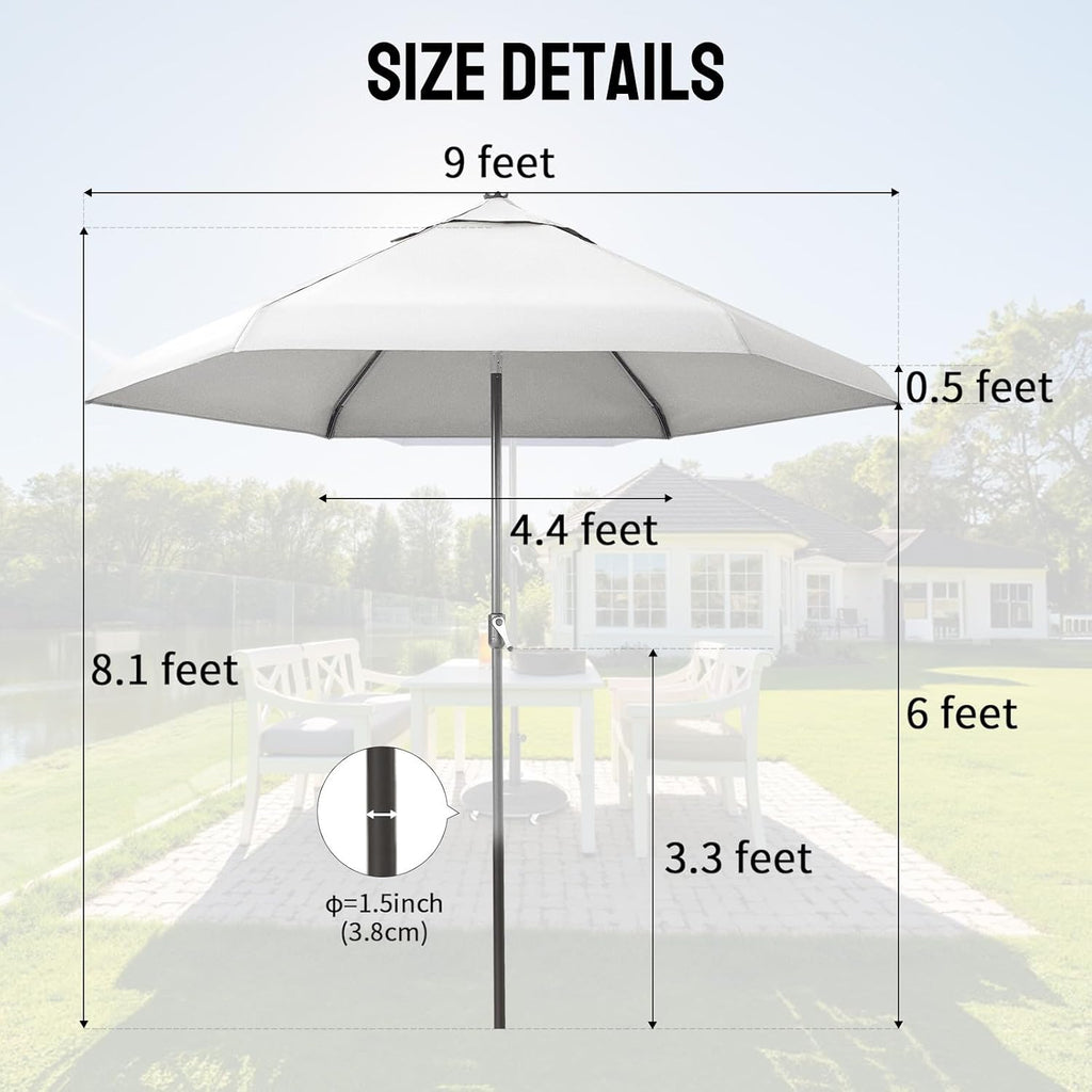 9 Ft Patio Umbrella with Auto-Tilt & Olefin Fabric