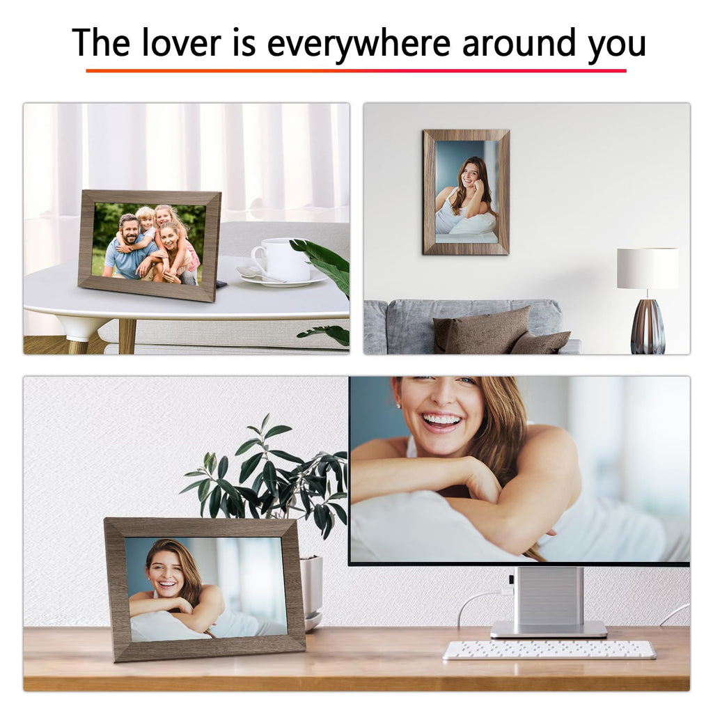 WiFi Digital Picture Frame 10.1 Inch, IPS Touch Screen Smart Cloud Digital Photo Frame with 16GB Storage, Wall