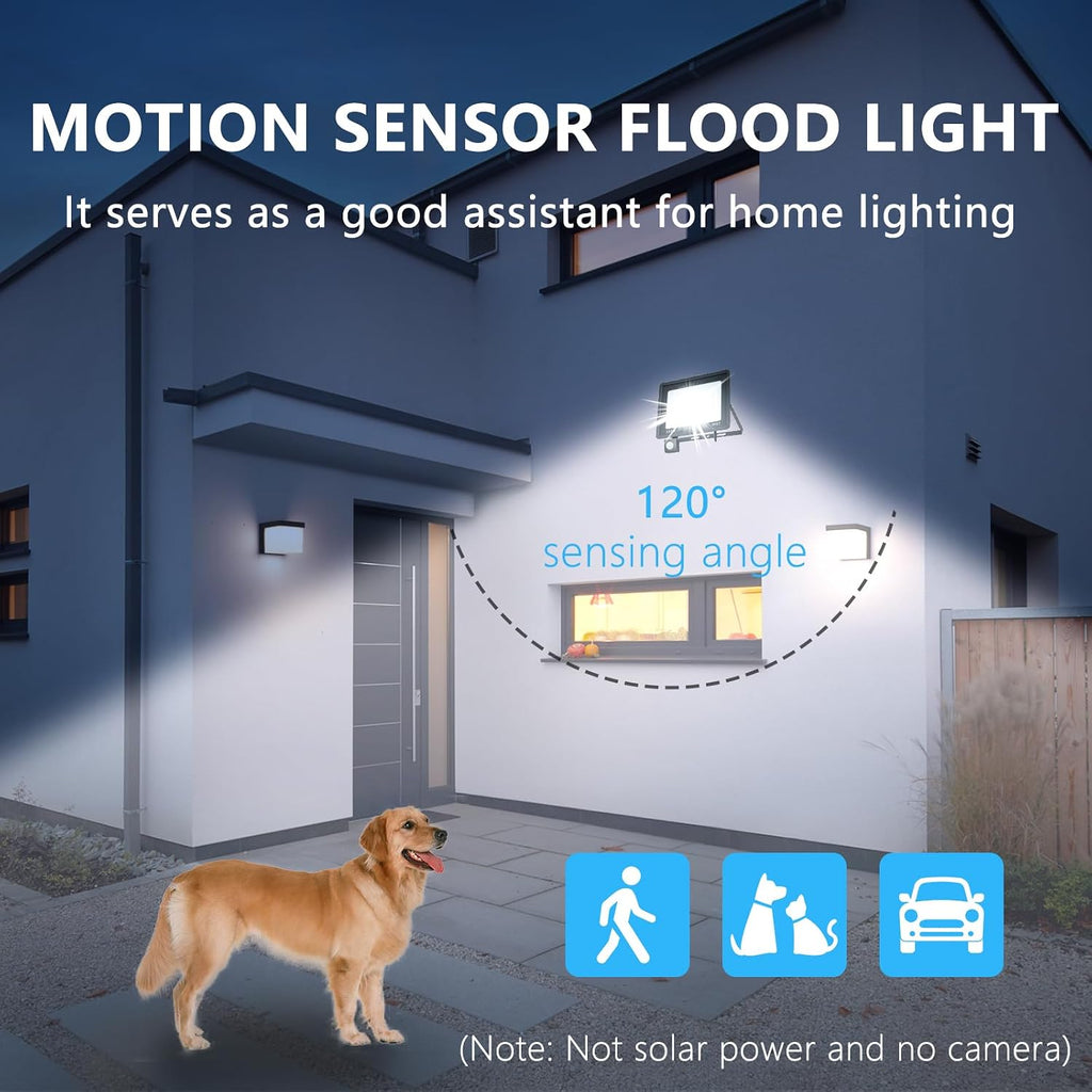 2-Pack 100W LED Flood Light for Yard | IP66 Waterproof Exterior Security Outdoor Flood Light with Plug for