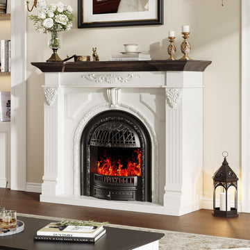 Electric Fireplace with Mantel, 53" Fireplace TV Stand with Mantel for Living Room, Farmhouse Entertainment Center