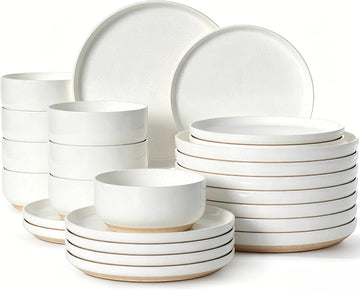 Plates and Bowls Sets, Scratch Resistant Dinnerware Sets for 8, 24 Pieces Porcelain Ceramic Dishware Dishes Set