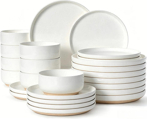 Plates and Bowls Sets, Scratch Resistant Dinnerware Sets for 8, 24 Pieces Porcelain Ceramic Dishware Dishes Set