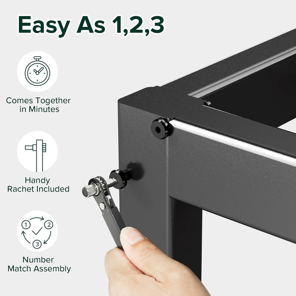 14 Inch Elias Metal Platform Bed Frame, Steel Support, No Box Spring Needed, Easy Assembly, Full