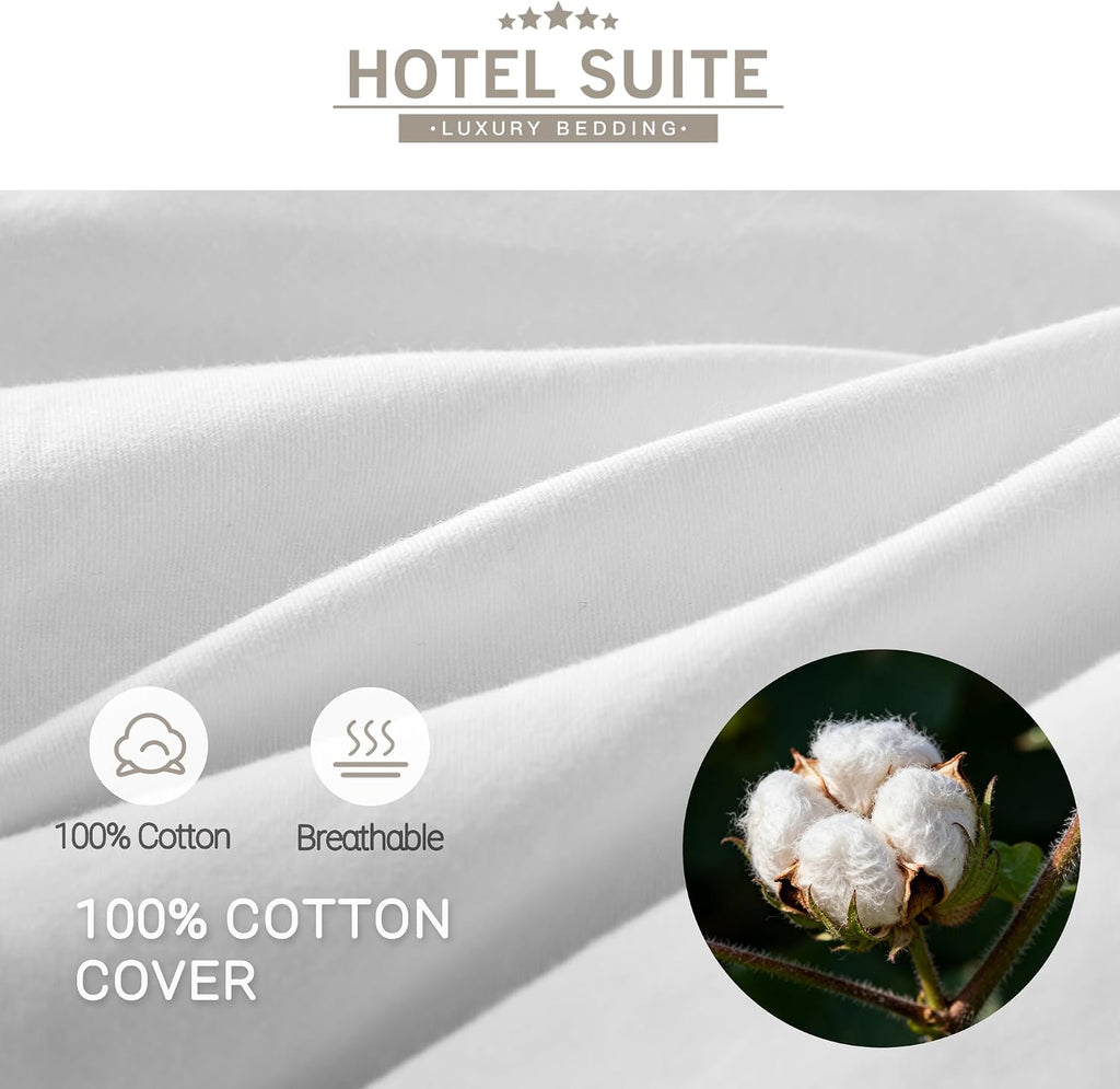 Luxurious Feather and Down Comforter Duvet Insert Twin, 100% Cotton Cover, Hotel Collection Quilts, 44 oz Fill