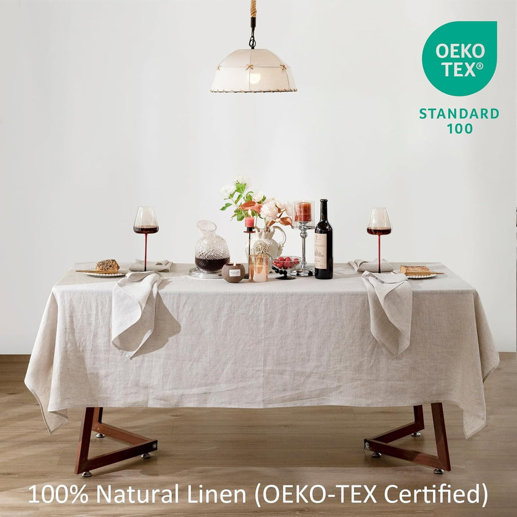 Linen Tablecloth 100% Pure Linen Table Cloth 60x108 Inches Rectangle Tablecloths Washable Cloths, Di