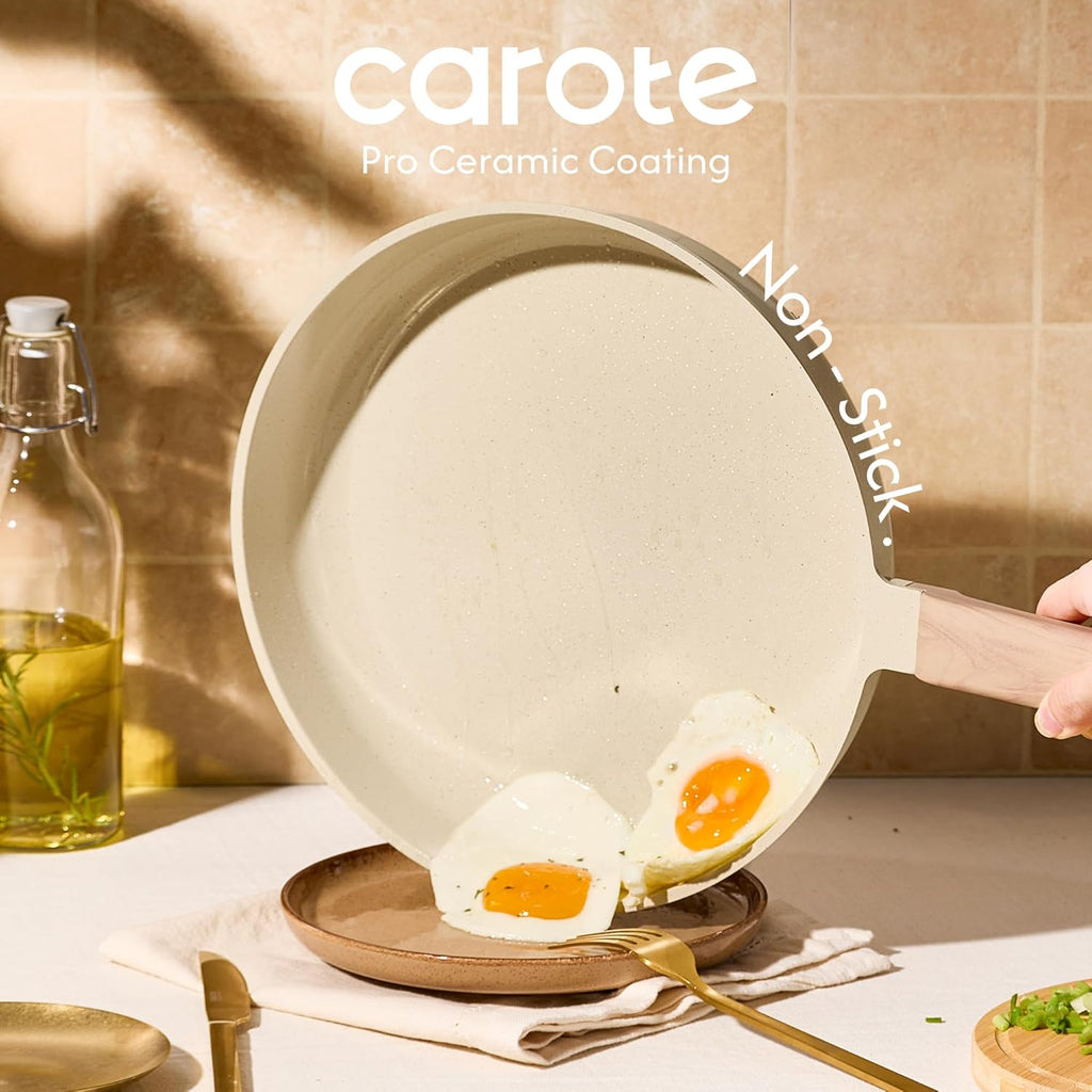 Pots and Pans Set, Ceramic Cookware Set, 14pcs | Healthy Induction Kitchen Set, with Silicone Lids, Easy Clean, Even