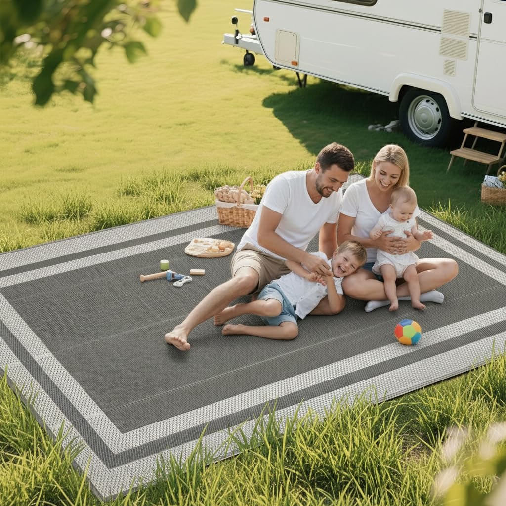 Outdoor Rugs 9x12 Waterproof for Patios Clearance,Large Plastic Straw Mats for Backyard,Porch,Deck,B
