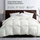 Feathers & Down Comforter, Organic Duvet Insert, 100% Cotton Shell, Ethically-sourced Feathers and D
