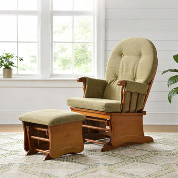 Glider Rocking Chair Nursery with Ottoman Smooth Rocking Motion, Easy to Assemble, Solid Hardwood Base Indoor