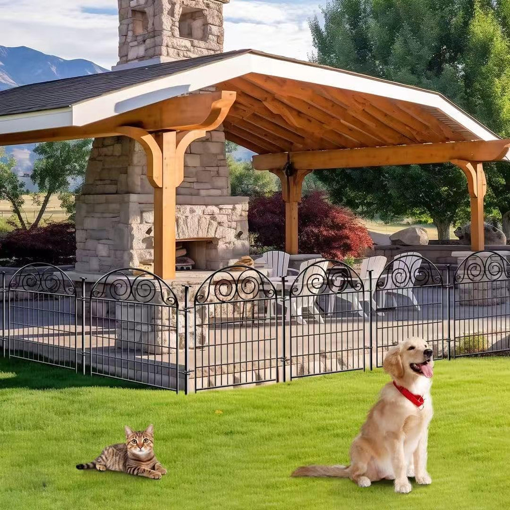 Tall Garden Fence Animal Barrier with Gate, 40 in(H) 12 Panels Garden Fences and Borders for Dogs, Dog Fence Outdoor