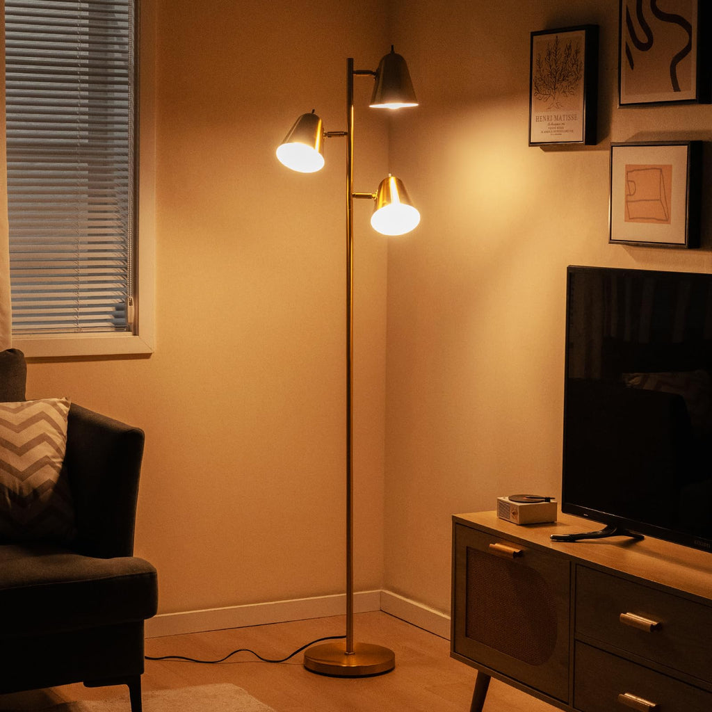 3-Light Tree Floor Lamp with Adjustable Heads