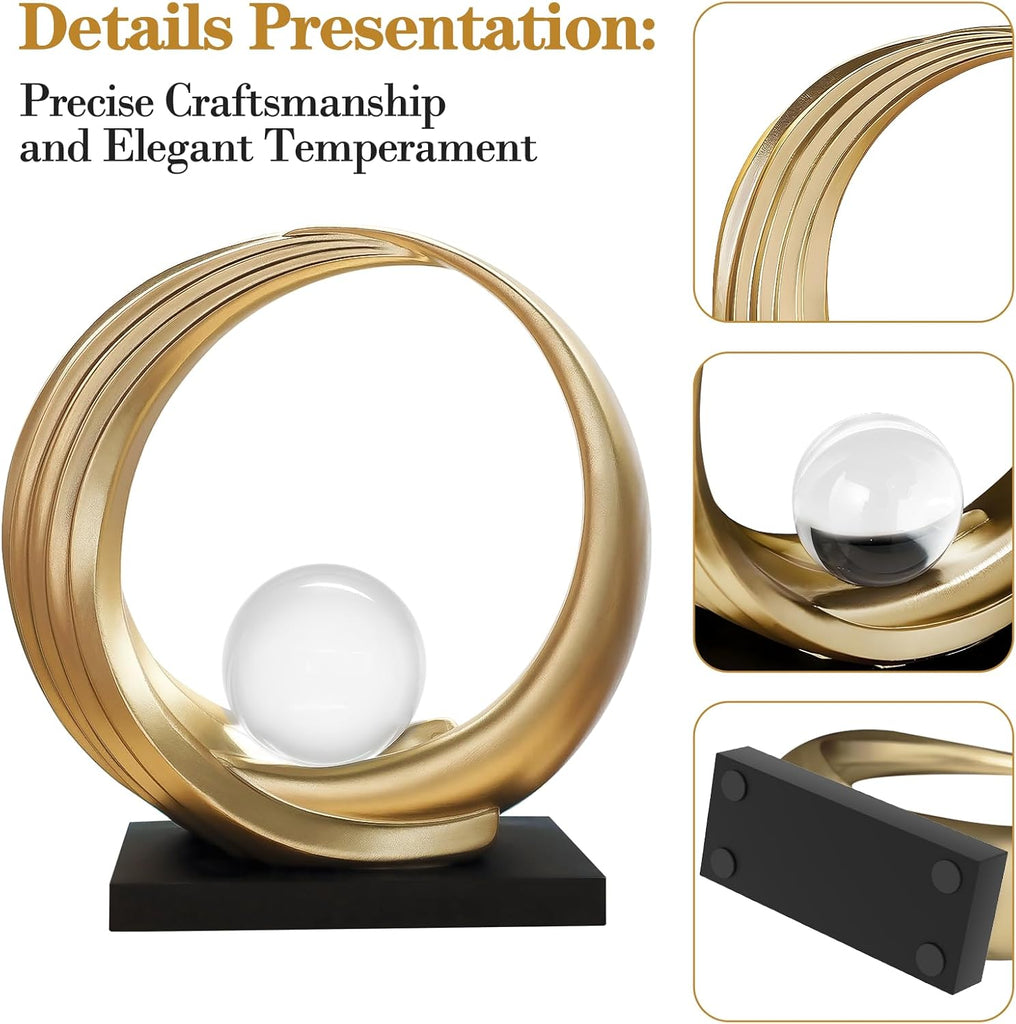 Modern Abstract Stripe Golden Shelf Decor Statues | Coffee Table Home Decor Sculpture,Desk Decoration (Golden)