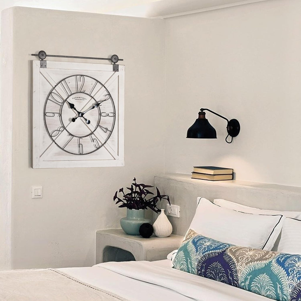 Rustic Large Wall Clock, Classic Vintage Hanging Clock