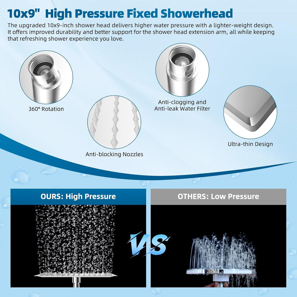 All Metal cUPC Certified Shower Head, 10'' High Pressure Rainfall Shower Head