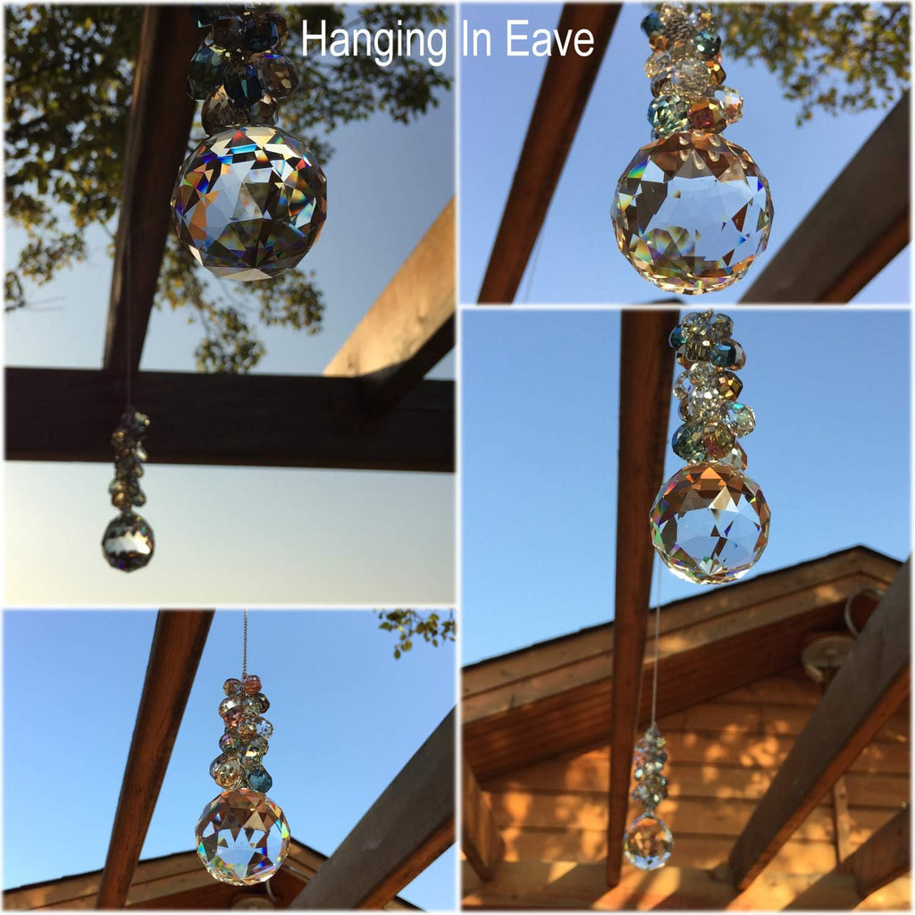 40mm Crystals Ball Prisms Suncatcher Hanging Ornament Chakra Crystals Rainbow Maker with Colors Crystal Pendants for
