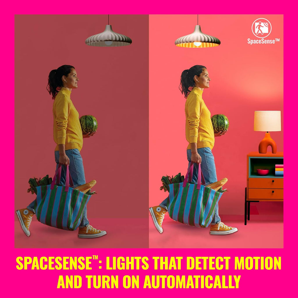Smart Light Bulbs, 2-Pack, Color A19 60W 800LM E26 Indoor LED Lights, Smart Bulbs with Motion Detection, Control with Voice or App