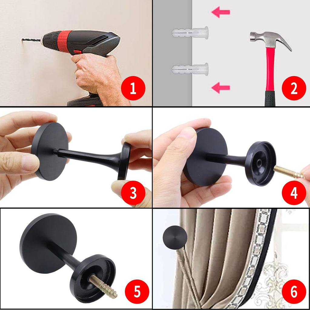 Curtain Tiebacks 2 Pack Curtain Holdbacks Zinc Alloy Curtain Tiebacks Wall Mounted with Screws, Decorative Curtain