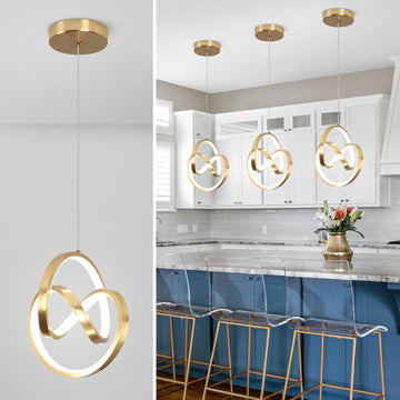 Modern LED Pendant Lights Kitchen Island, 6000K LED Chandelier Adjustable Height Gold Hanging Light Fixture Island