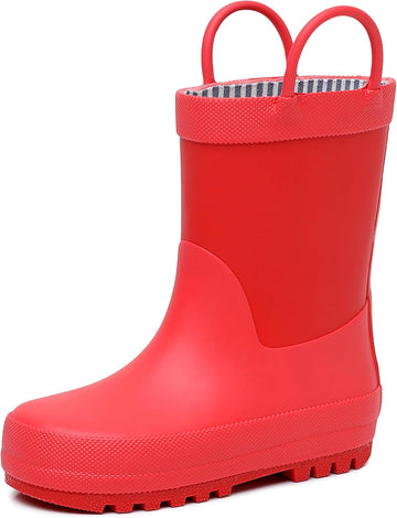 Toddler Rain Boots with Easy-On Handles, Waterproof, Premium Natural Rubber, Lightweight, Flexible with Traction