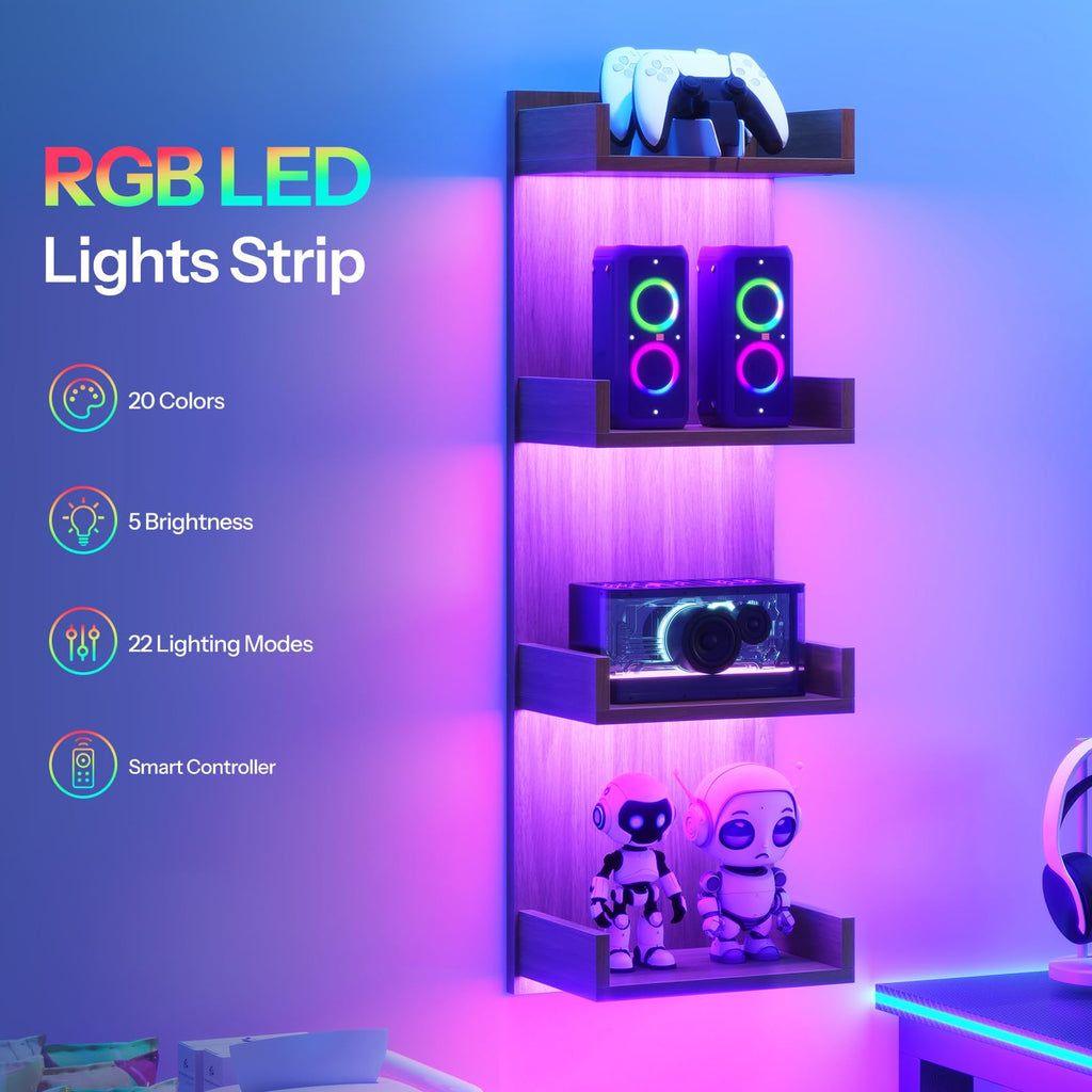 Floating Wall Shelves with LED Lights, Floating Shelf Wall Mounted