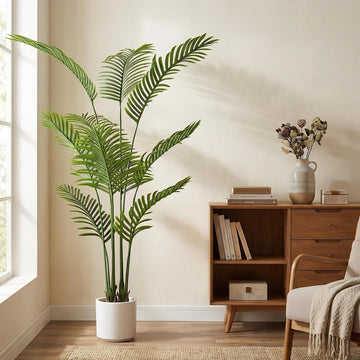 5FT Artificial Palm Tree - Tall Indoor Artificial Plant with Pot, Realistic Silk Palm Tree Decorative Plant, Natural