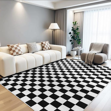 Black and White Checkered Rug, Soft Area Rugs
