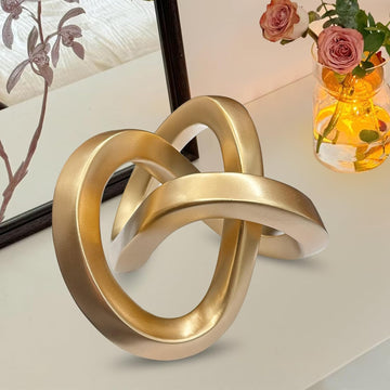 Gold Geometric Sculpture Gold Knot Home Accent Decor,Multi-Angle Geometric Sculptures Statues Bedroom Office Desk