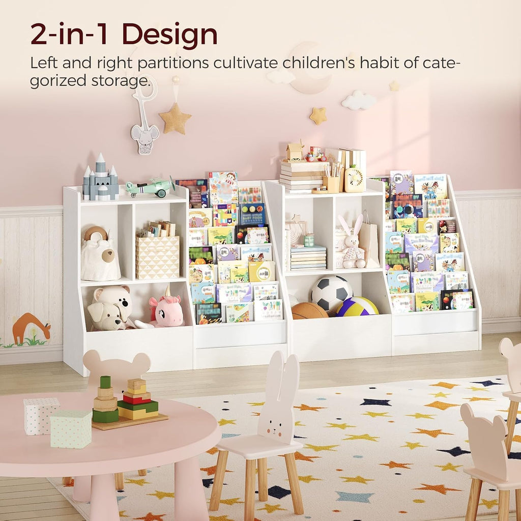39.4" Kids Bookshelf and Toy Storage, 7 Layer Kids Book Sling Shelf, Toddler Bookshelf, Kids Bookcase, Toy Organizer