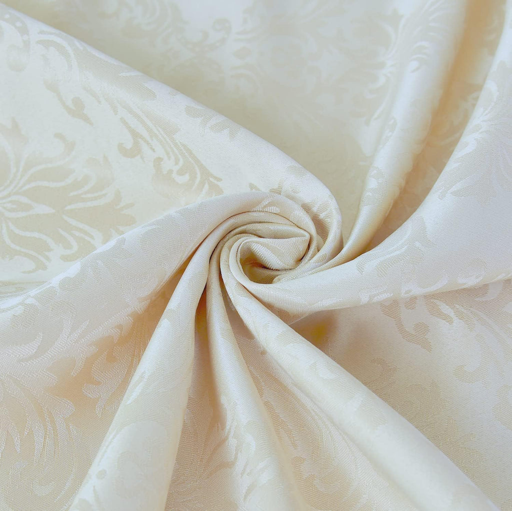 Rectangle Tablecloth - 60 x 120 Inch Beige Cream Damask Table Cloth Jacquard Design Spill Proof Wrin