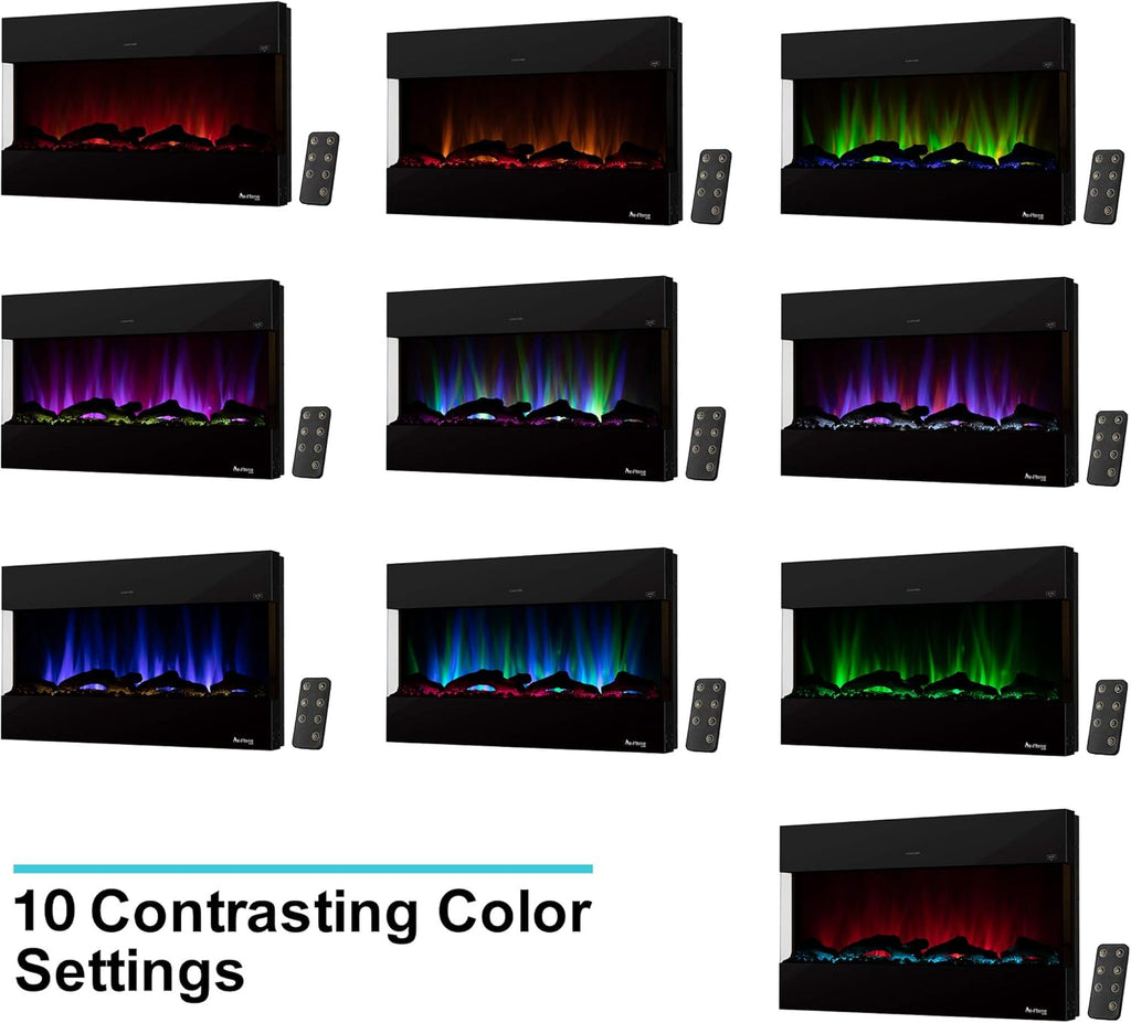 Hampshire 36-inch Wall Mount/Wall Insert LED Electric Fireplace Heater with Timer