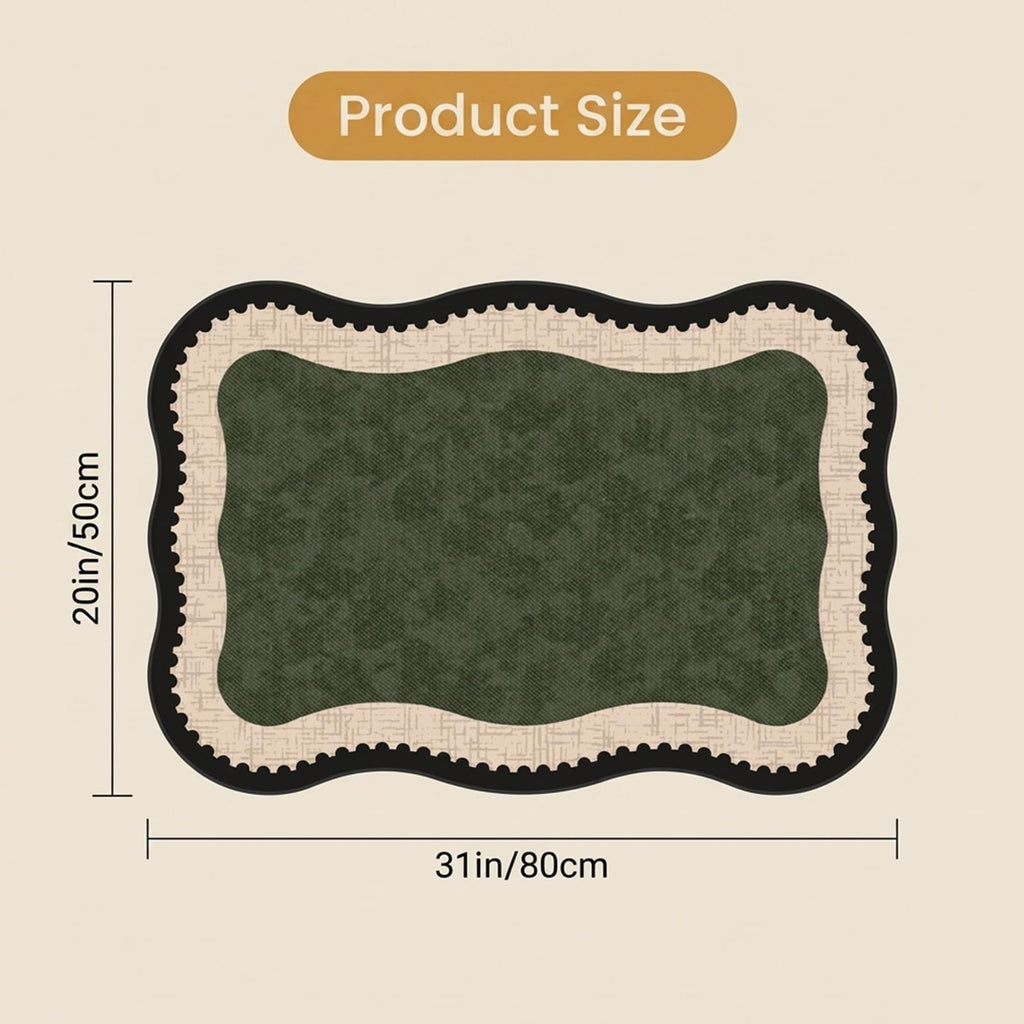 Scalloped Diatom Mud Bath Mat, Quick-Drying Absorbent Non-Slip Bathroom Rug, Decorative Area Rug for Bathtub Kitchen
